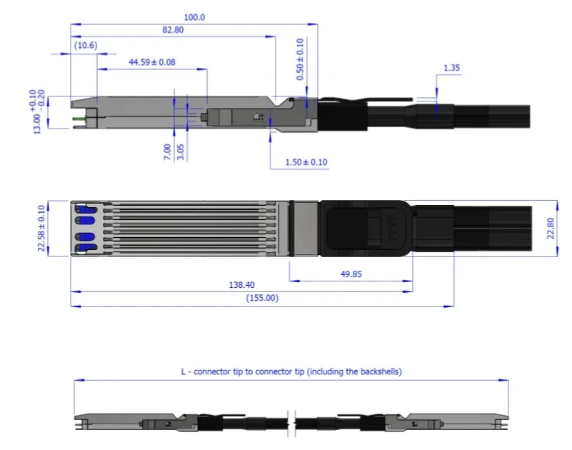 Kabel Nvidia Mcp4y10-Nxxx Twin-Port 2X400GB/S Osfp ke 2X400GB/S Osfp Passive Dac Mcp4y10-N002 (980-9IA0I-00N002) 1