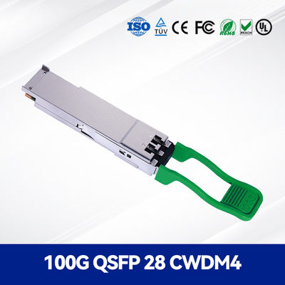Modul transceiver optik kecepatan tinggi 100G QSFP28 CWDM4 2km untuk tulang punggung & metro, akses & agregasi
