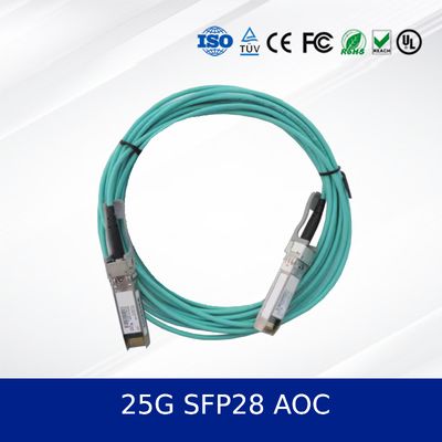 Kabel Optik Aktif 25G SFP28 AOC 3m Jangkauan 100m, Daya Rendah, Diagnostik Digital