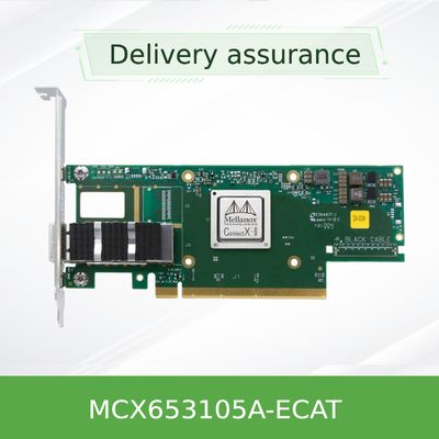 100GbE VPI Mellanox Kartu Jaringan MCX653105A-ECAT Port Tunggal QSFP56 100GbE