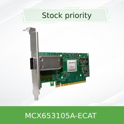 Kartu jaringan Mellanox Nic Card ConnectX-6 100GbE Port Tunggal MCX653105A-ECAT