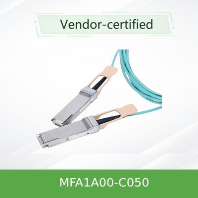 QSFP LSZH Mellanox AOC Kabel Optik Aktif MFA1A00-C050 100GbE 50m baru dan asli