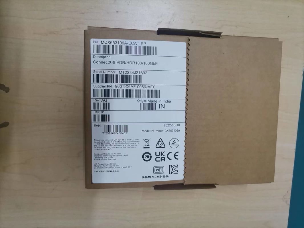 100g HDR Infiniband Mellanox 100gb Nic Antarmuka Jaringan QSFP56 MCX653106A-ECAT MCX653106A-ECAT