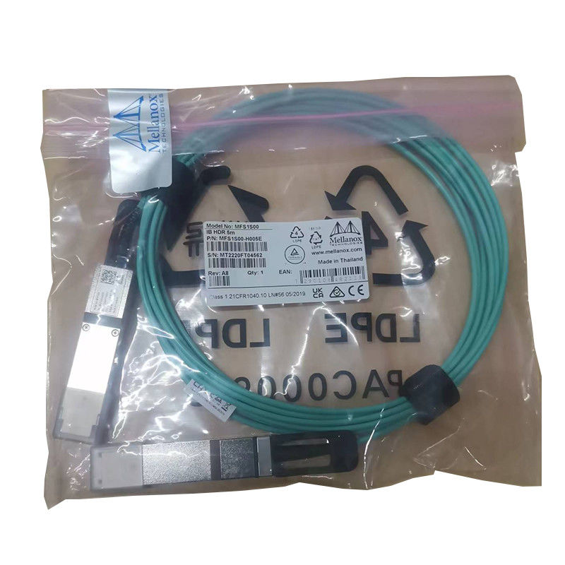 Nvidia Mfs1s00-Hxxxv 200GB/S Qsfp56 Mmf Aoc Mfs1s00-H010e Kabel Optik Aktif, hingga 200gbps, Qsfp56 ke Qsfp56