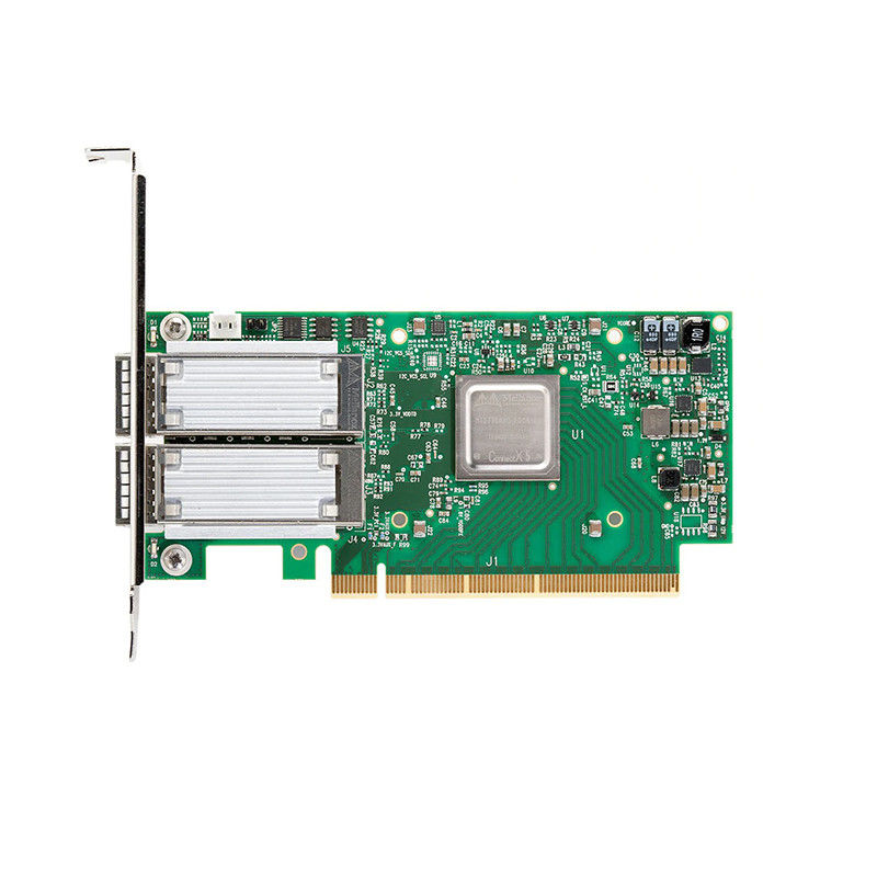 100GbE NIC Mellanox Kartu Jaringan MCX516A-CCAT Dual-Port QSFP28 PCIe3.0x16