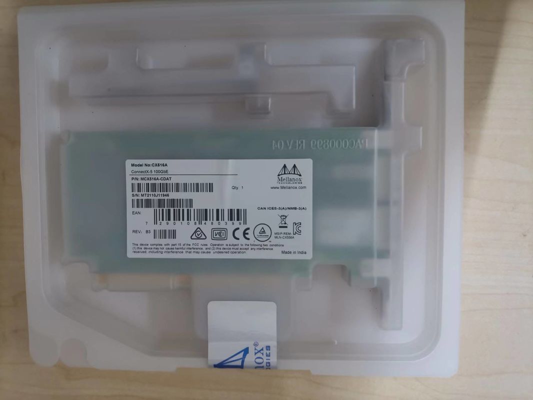 Dual Port QSFP28 Mellanox 100gbe Kartu Jaringan Datasheet Adaptor MCX516A-CDAT PCIe 4.0 X16 Braket Tinggi