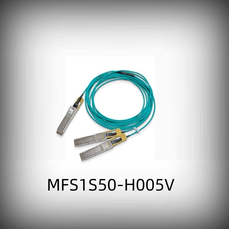 Kabel Mellanox AOC Latensi Rendah MFS1S50-H005V Kabel Splitter Ethernet 200GbE Ke 2x100GbE 5m