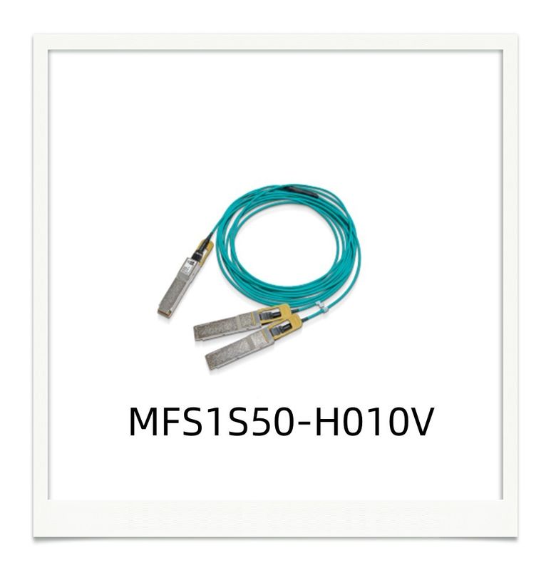 MFS1S50-H010V 200GbE Ke 2x100GbE Kabel Serat Optik Aktif Kabel InfiniBand Kabel Mellanox AOC