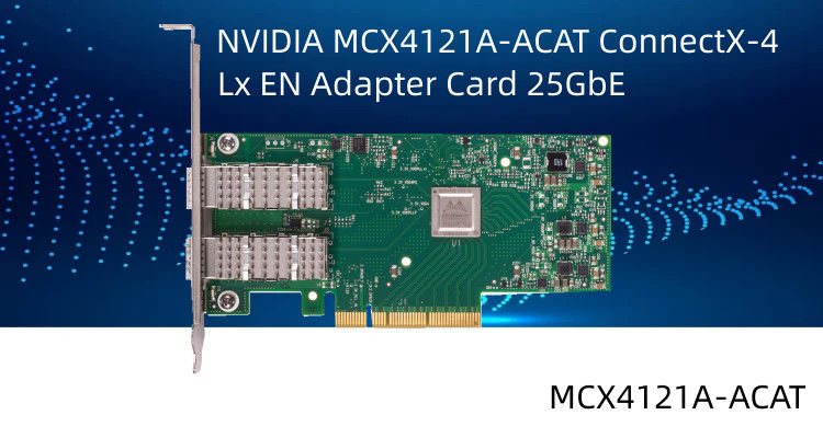 Mellanox ConnectX-4 Lx EN 25GbE Dual Port SFP28 PCIe3.0 X8 Kartu Antarmuka Jaringan MCX4121A-ACAT