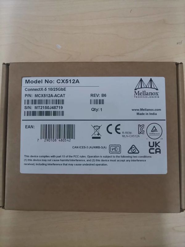 MCX512A-ACAT Mellanox ConnectX-5 EN Kartu Antarmuka Jaringan 10/25GbE Dual Port SFP28