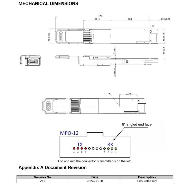 Data Center Management Interface CMIS 4.0 400G Transceiver Optik dengan SMF Link 500m