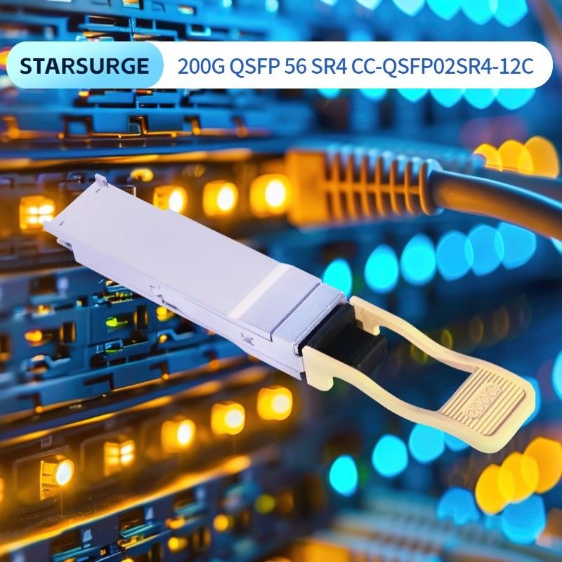 Solusi Interkoneksi Pusat Data 200G QSFP56 SR4 Transceiver Optik dengan Jarak Transmisi 100m pada Serat OM4