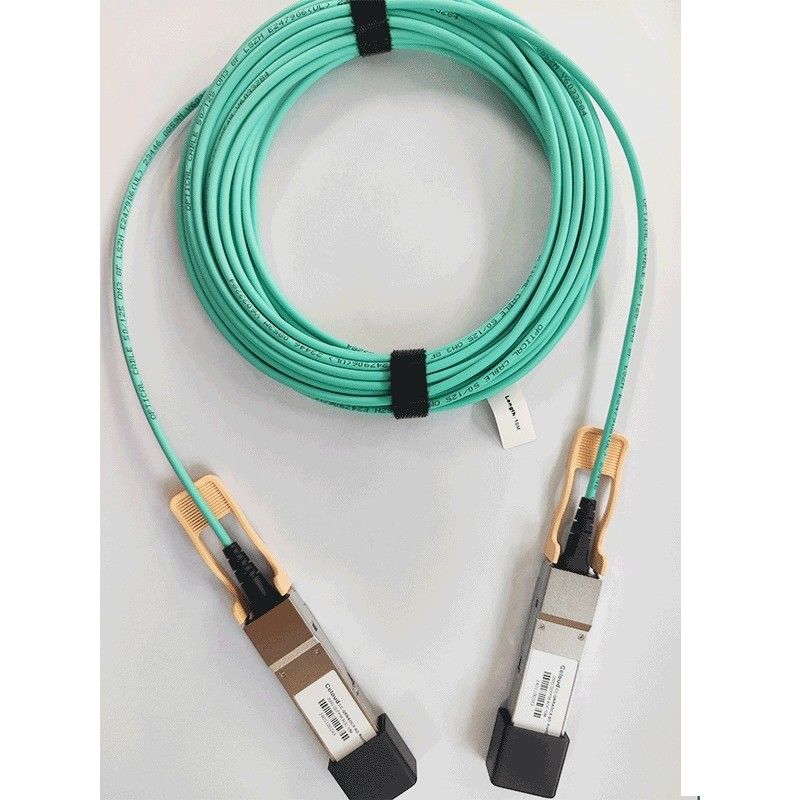 200G QSFP56 Kabel Optik Aktif 26.56GBaud Kecepatan Transmisi Data Kompatibel dengan Konektor OM3/OM4 Jenis Konektor QSFP56