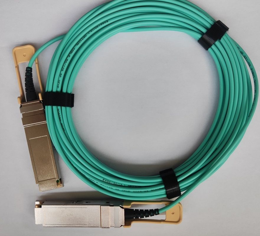200G QSFP56 Kabel Optik Aktif 26.56GBaud Kecepatan Transmisi Data Kompatibel dengan Konektor OM3/OM4 Jenis Konektor QSFP56