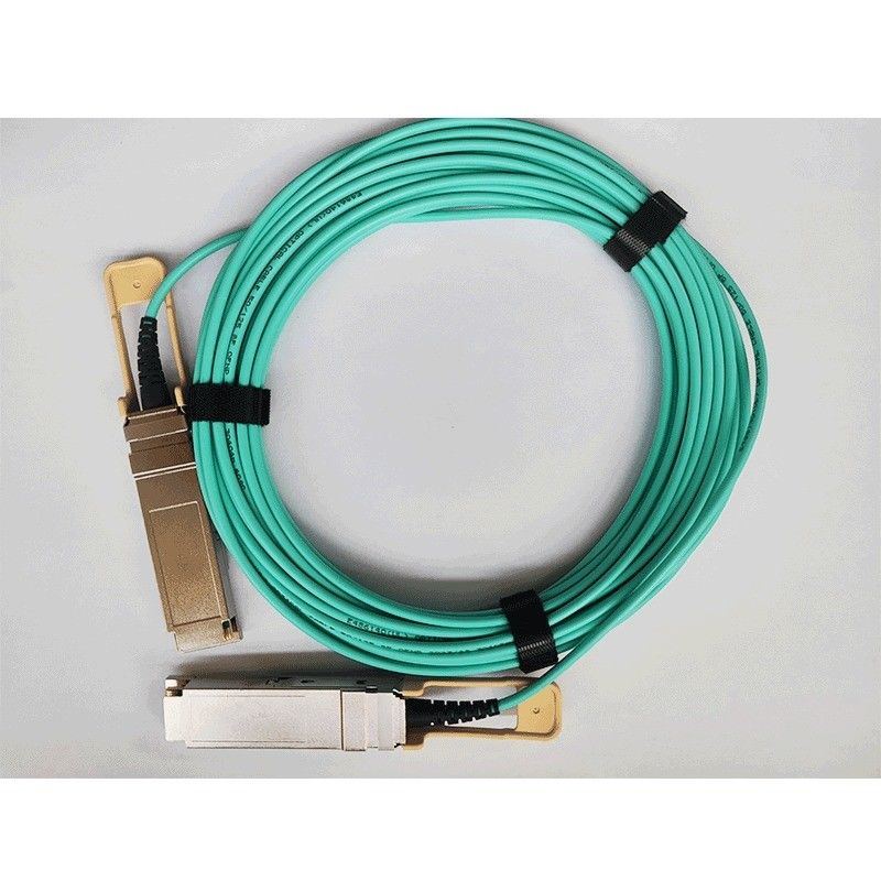 200G QSFP56 Kabel Optik Aktif 26.56GBaud Kecepatan Transmisi Data Kompatibel dengan Konektor OM3/OM4 Jenis Konektor QSFP56