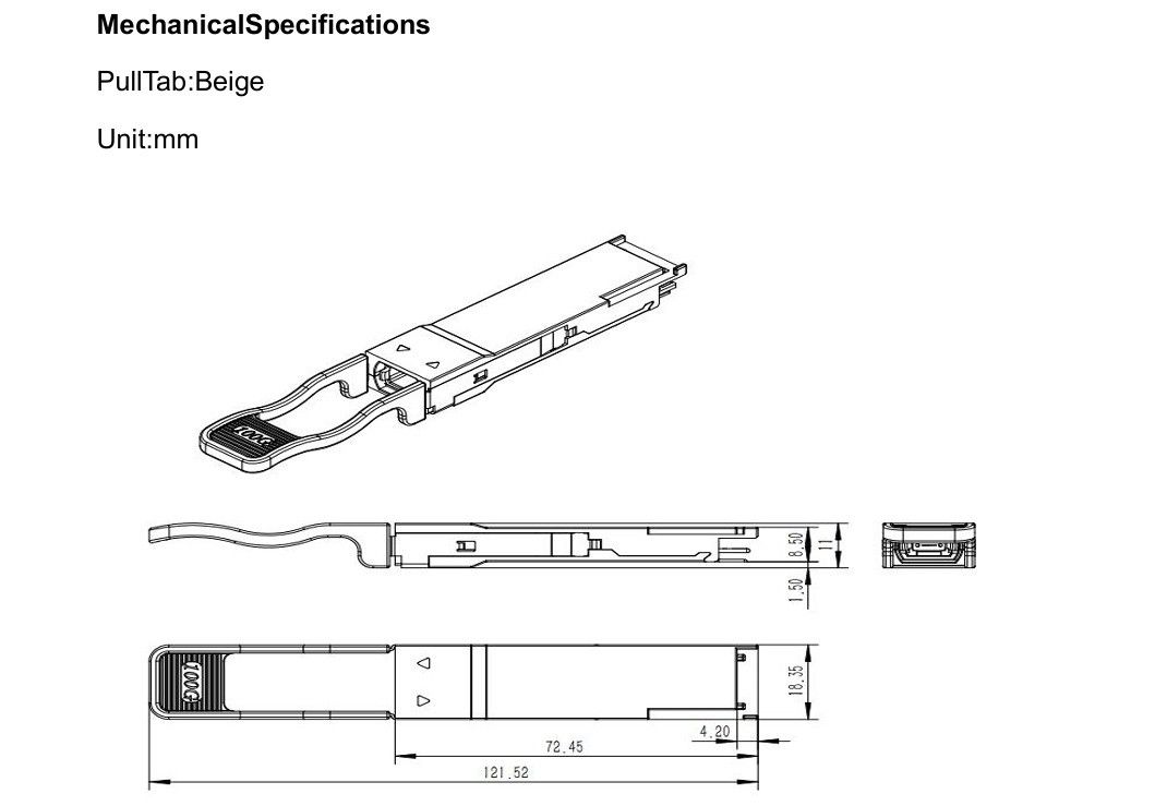 Ethernet Network 100m SR4 100G QSFP28 Fiber Optic Transceiver Module dengan dan sesuai dengan IEEE 802.3bm