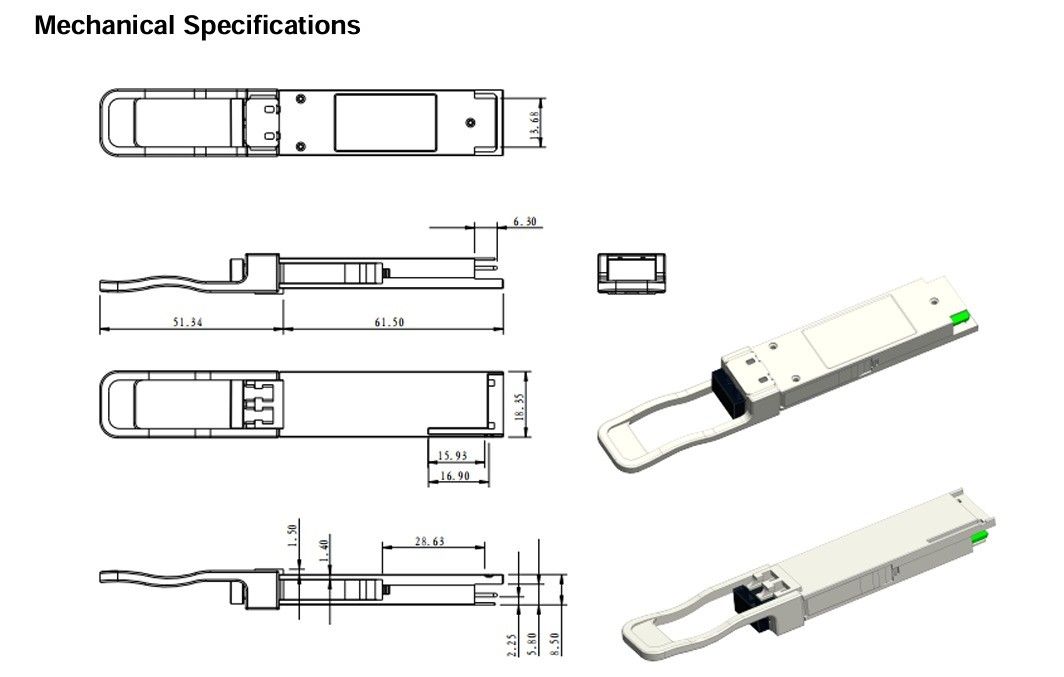 100G QSFP28 ZR4 LC Duplex Optical Transceiver 80km SFP28 LR4 103Gbps EML LAN-WDM Transceiver dengan Diagnostik Digital