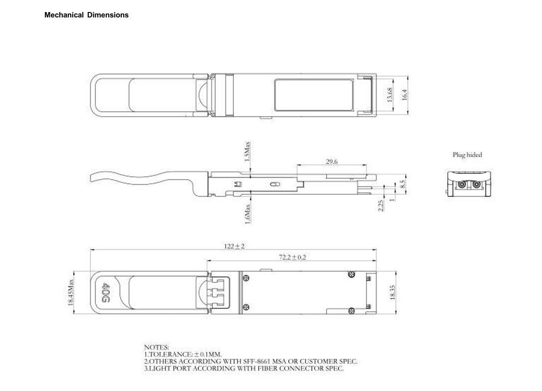 40Gb/s QSFP Multimode Optical Module BIDI 850/908nm Optical Transceiver Duplex LC IP Network Hingga 70m di atas OM3 100m di atas OM4