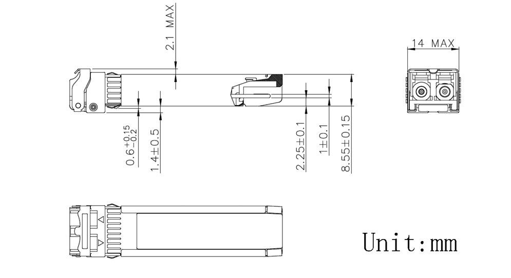 10km Single Mode Fiber 10G SFP Transceiver Module untuk Data Center Communication Network Hot Pluggable Compliance SFF-8431