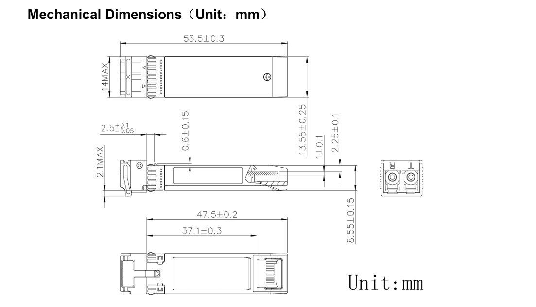 10G SFP Module Ethernet Fiber Optical Transceiver 80km 11.3Gbps Waktu 1 tahun Data Rate Hingga 11.3Gbps