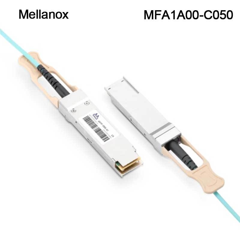 QSFP LSZH Mellanox AOC Kabel Optik Aktif MFA1A00-C050 100GbE 50m baru dan asli