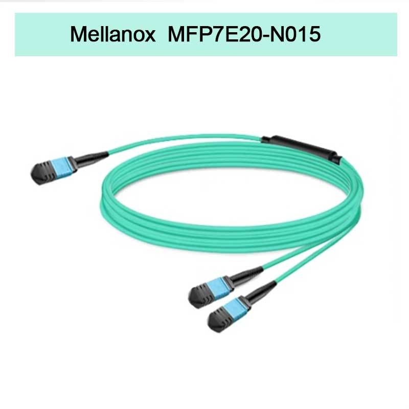 Nvidia Mellanox 100% Produk Asli Mfp7e20-N015 Kabel Serat Pasif, Mmf, MPO12 APC hingga 2xmpo12 APC, 15m