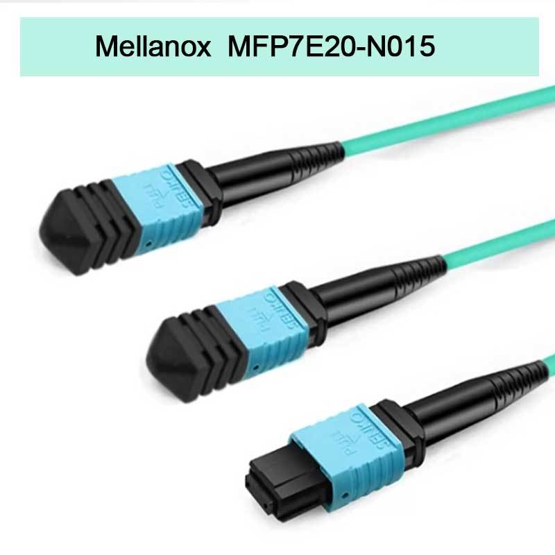 Nvidia Mellanox 100% Produk Asli Mfp7e20-N015 Kabel Serat Pasif, Mmf, MPO12 APC hingga 2xmpo12 APC, 15m