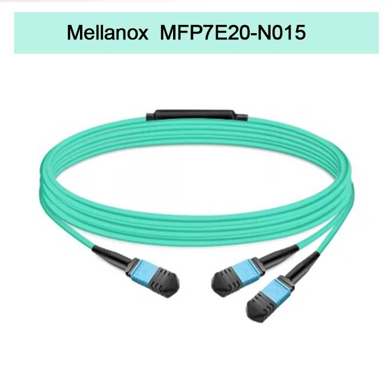 Nvidia Mellanox 100% Produk Asli Mfp7e20-N015 Kabel Serat Pasif, Mmf, MPO12 APC hingga 2xmpo12 APC, 15m