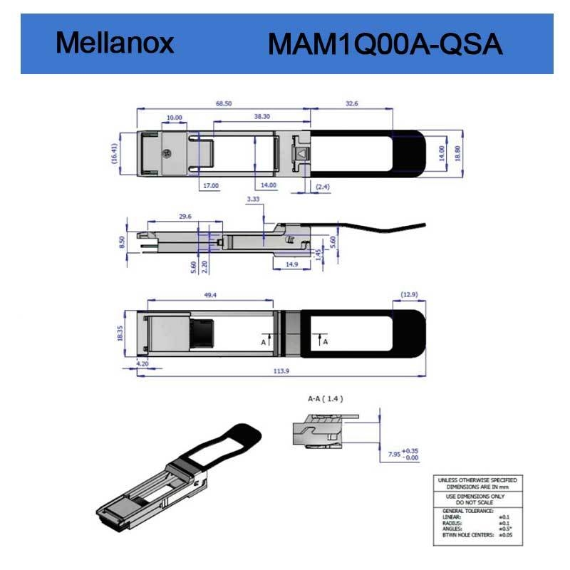 Merek Mellnaox Baru Asli Mam1q00A-Qsa Nvidia Dynamix Qsa™, Adaptor Qsfp+ ke SFP+