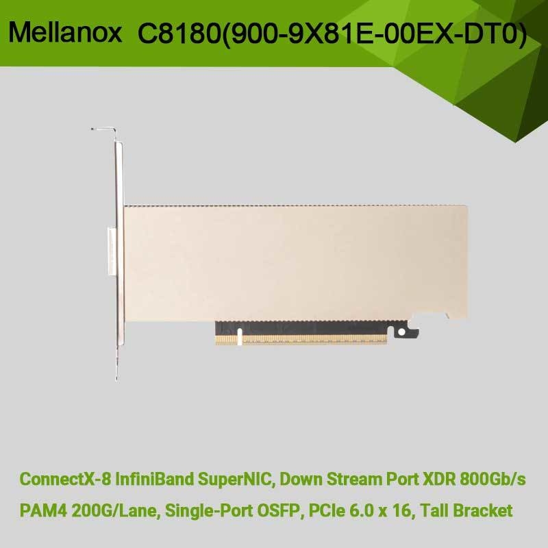 NVIDIA ConnectX-8 Adaptor C8180 (900-9x81e-00ex-DT0) OSFP Infiniband kandang tunggal: 800GBS XDR IB