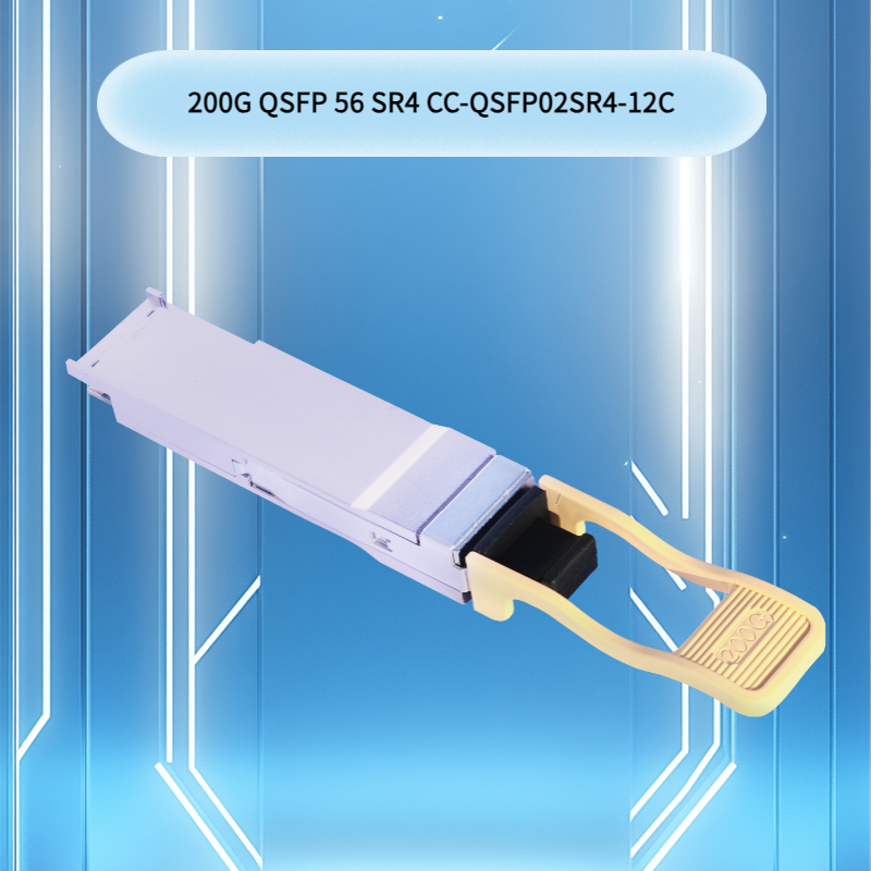 Transceiver Optik Qsfp56 Sr4 200g 100m pada Serat Om4 / 70m pada Serat Om3 Interkoneksi Komputasi Kinerja Tinggi untuk Pusat Data