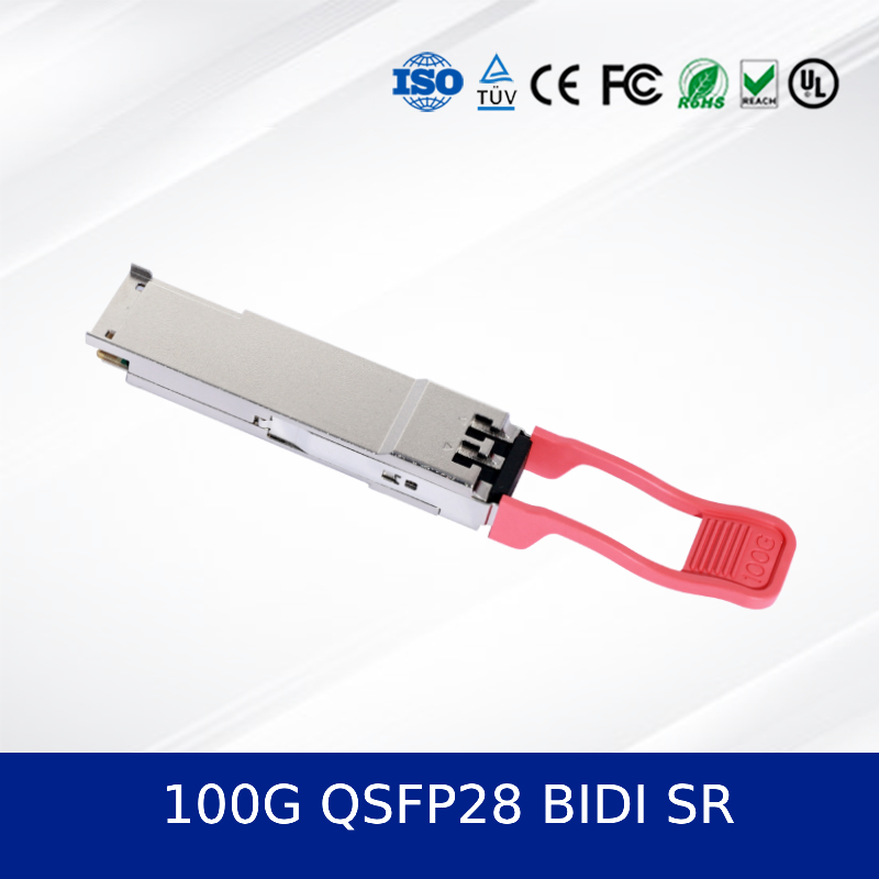 Modul Transceiver Optik 100G QSFP28 BIDI SR Desain Dual-Wavelength Berdaya Rendah Kepadatan Tinggi