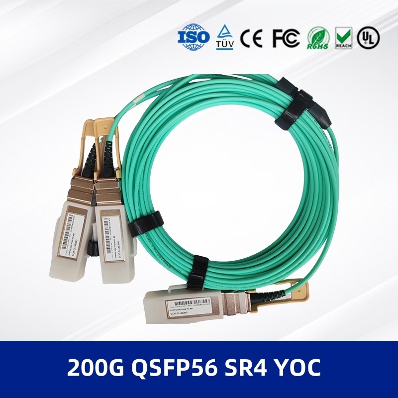Optical Transceiver Module 200G QSFP56 SR4 YOC 3M Kabel AOC 200G QSFP56 SR4 Untuk 2x100G PAM4 Modulasi Dan Dukungan DDM