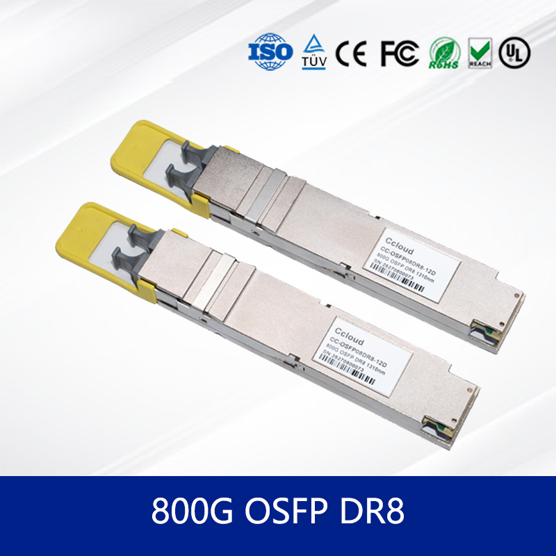 Modul transceiver optik andal 800G OSFP DR8 Transceiver untuk Transmisi Data Berkinerja Tinggi