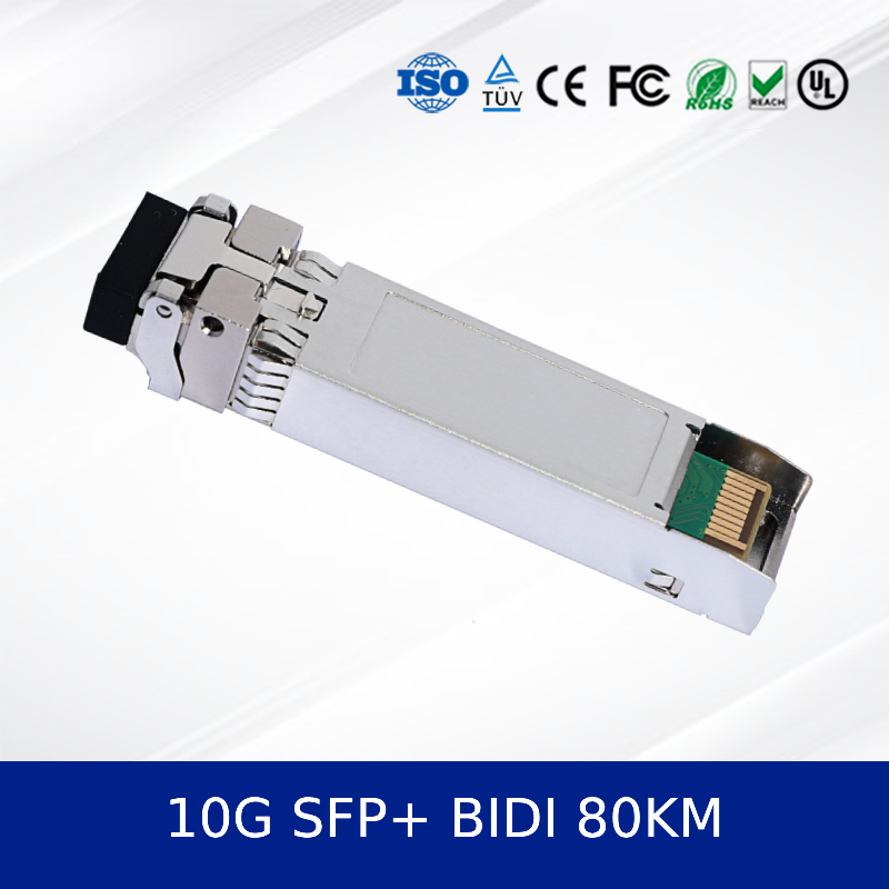Modul transceiver optik Premium 10g SFP+ Bidi 80km Modul Fiber Optik untuk Pusat Data.