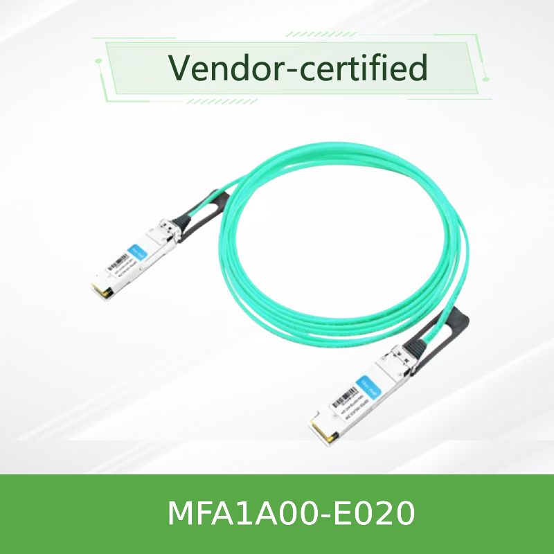 Nvidia Mfa1a00-Xxxx 100GB/S Qsfp28 Mmf Kabel Optik Aktif Mfa1a00-E020 Kabel Serat Aktif Ib EDR 100GB/S