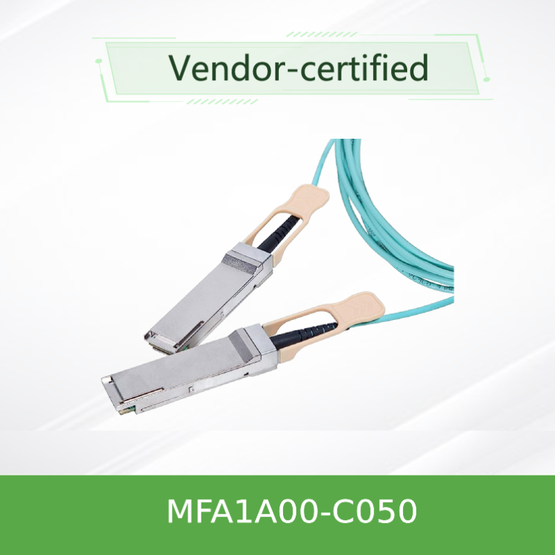 QSFP LSZH Mellanox AOC Kabel Optik Aktif MFA1A00-C050 100GbE 50m baru dan asli