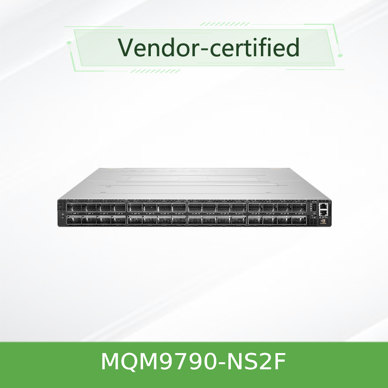 NVIDIA MQM9790-NS2F 400Gb/s InfiniBand Switch   64-Port NDR, 51.2Tb/s, dikelola secara eksternal, 1U untuk HPC & AI Cluster