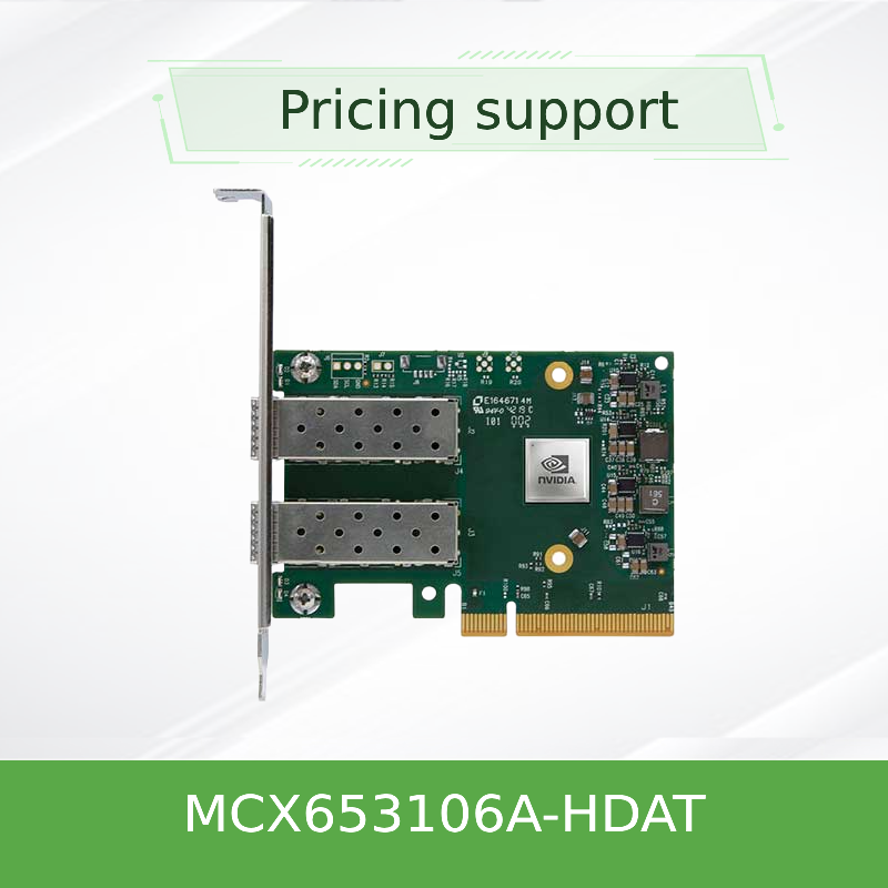 Kartu Adaptor InfiniBand NVIDIA MCX653106A-HDAT ConnectX-6 200 Gb/s – Port Ganda QSFP56, PCIe Gen 4.0 x16, Profil Rendah